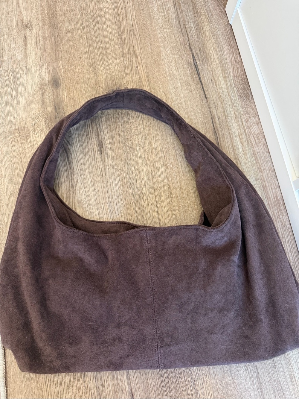 Classic Brown Faux Suede Shoulder Bag